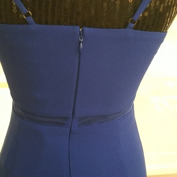 NWT! Dress The Population Micaela Electric Blue 💙 Sheer Inset Body-Con Dress XS - Picture 8 of 16